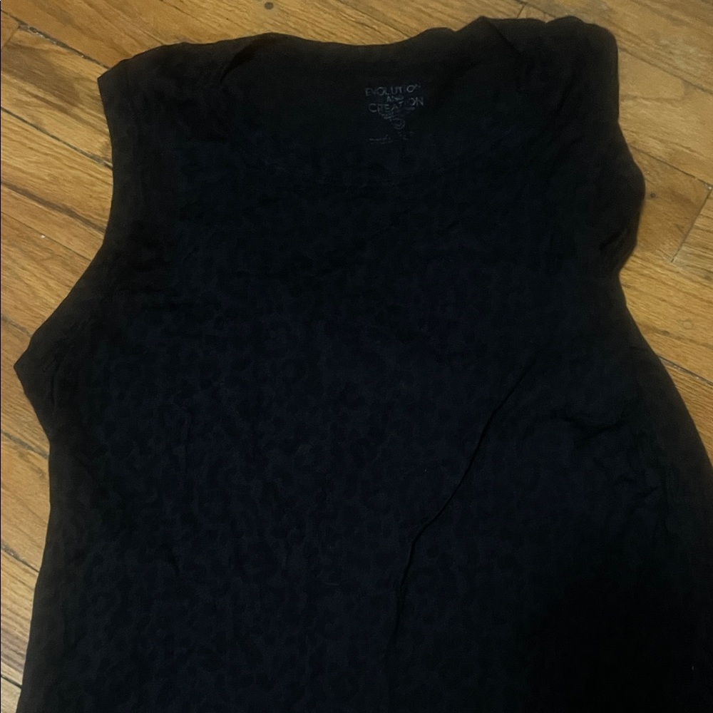 Evolution and Creation Black Textured Tank Top